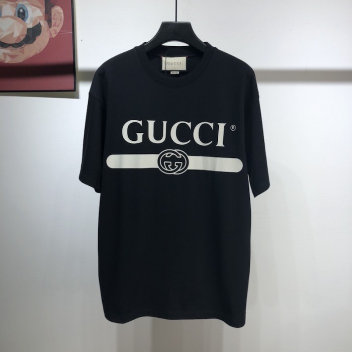 G*u*i oversize t-shirt with G*u*i logo black 457095