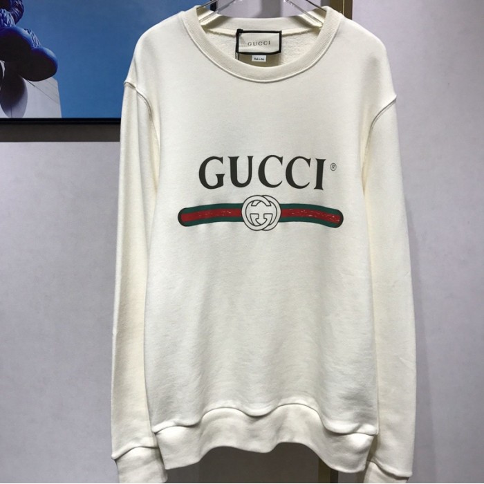 G*u*i oversize sweatershirt with classic G*u*i logo white
