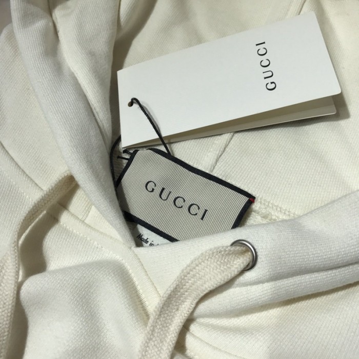 G*u*i oversize hoodie with classic G*u*i logo off white
