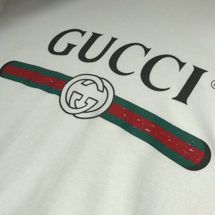 G*u*i oversize hoodie with classic G*u*i logo off white