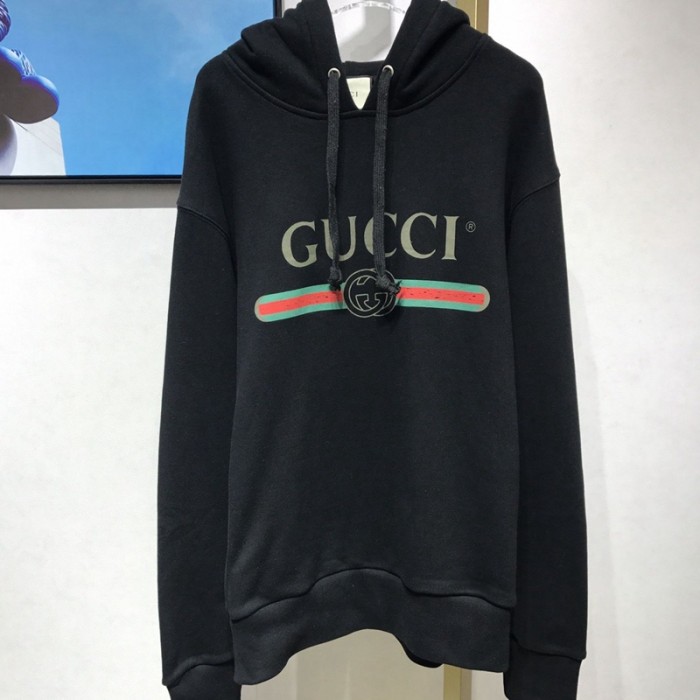 G*u*i oversize hoodie with classic G*u*i logo black