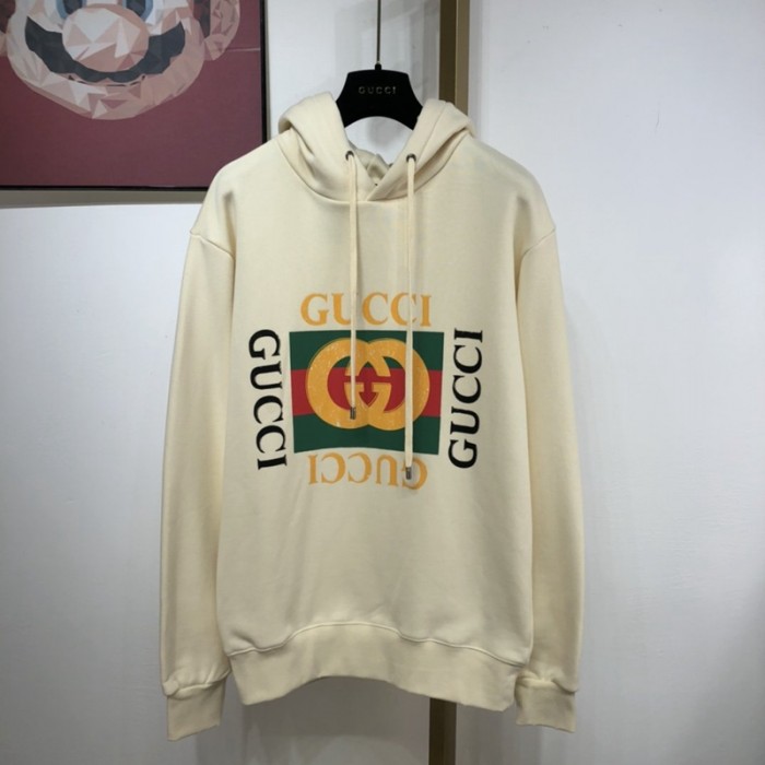 G*u*i oversize sweatshirt with G*u*i logo off white