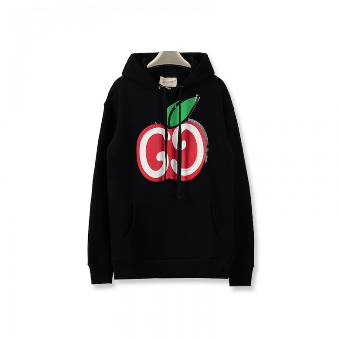 G*u*i hooded sweatshirt with gg apple print black