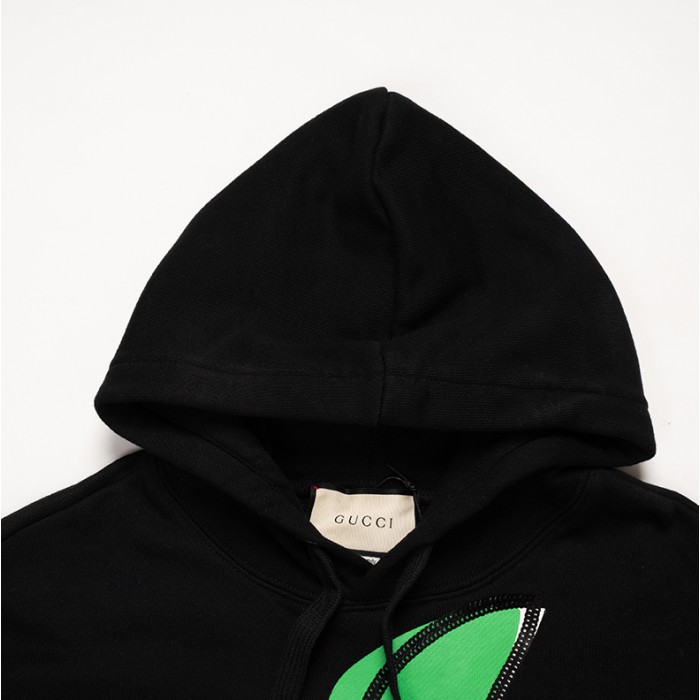 G*u*i hooded sweatshirt with gg apple print black