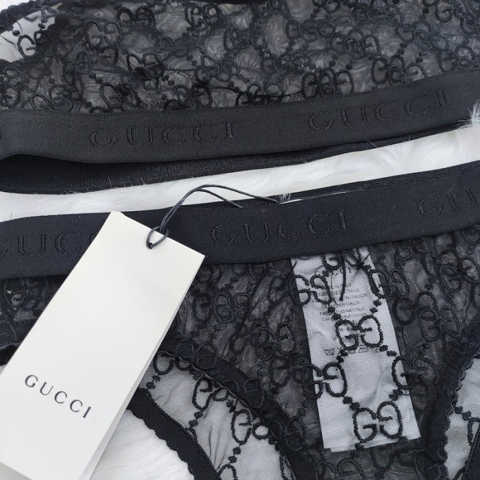 G*u*i bikini split with gg canvas black