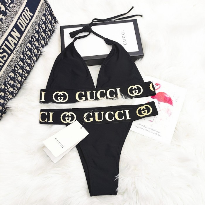 G*u*i bikini split with gg logo black