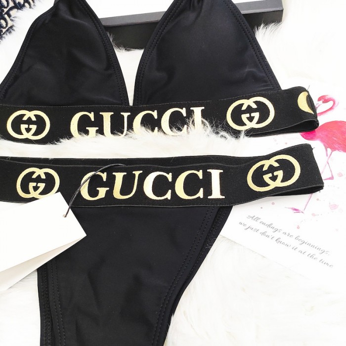 G*u*i bikini split with gg logo black