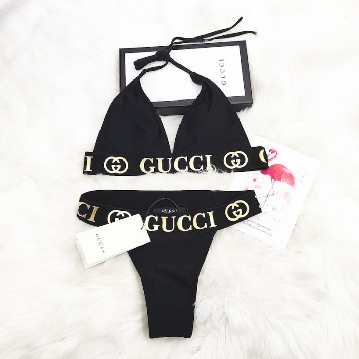 G*u*i bikini split with gg logo black