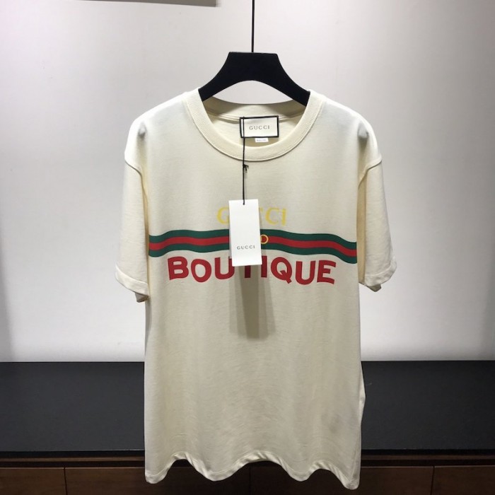G*u*i boutique print oversize t-shirt off  white