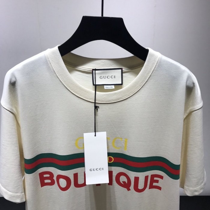 G*u*i boutique print oversize t-shirt off  white