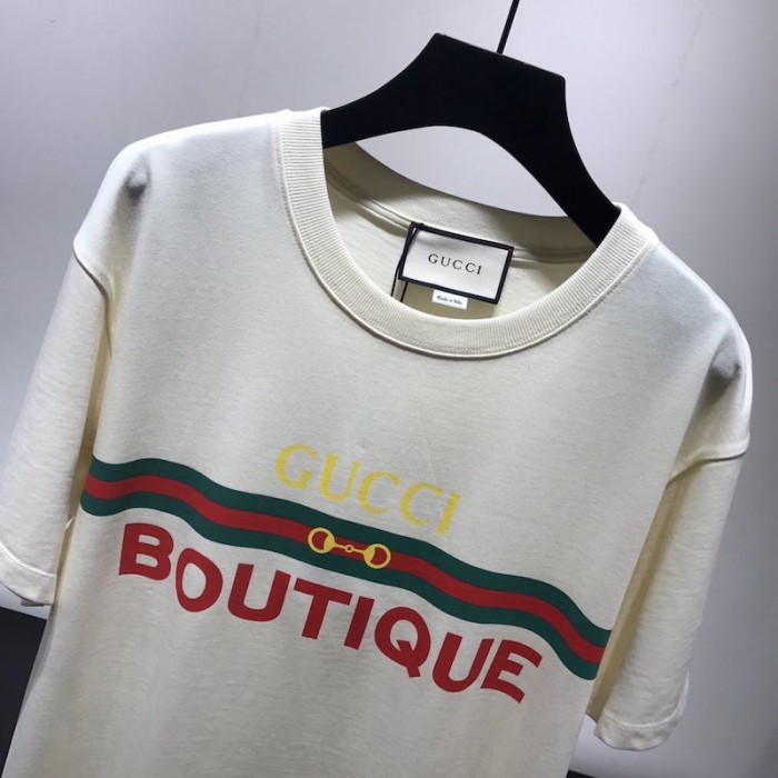 G*u*i boutique print oversize t-shirt off  white