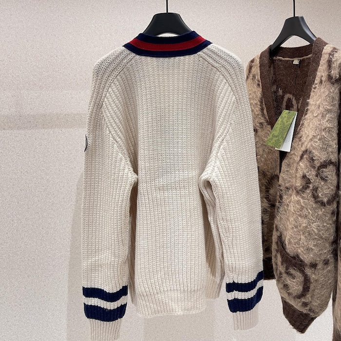 G*u*i cable wool knit cardigan with web 763373