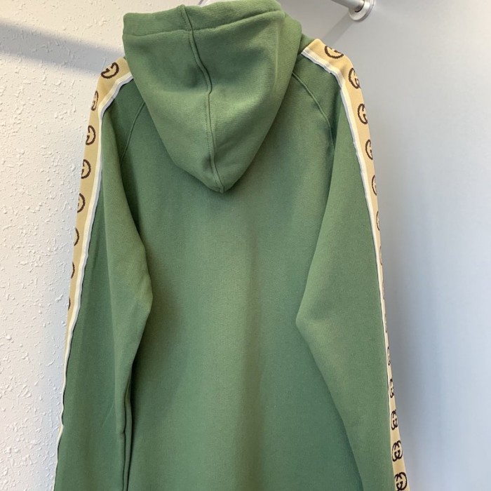 G*u*i cotton jersey hooded sweatshirt green