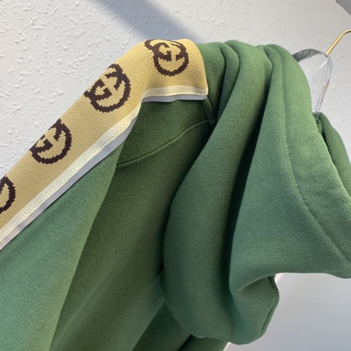 G*u*i cotton jersey hooded sweatshirt green
