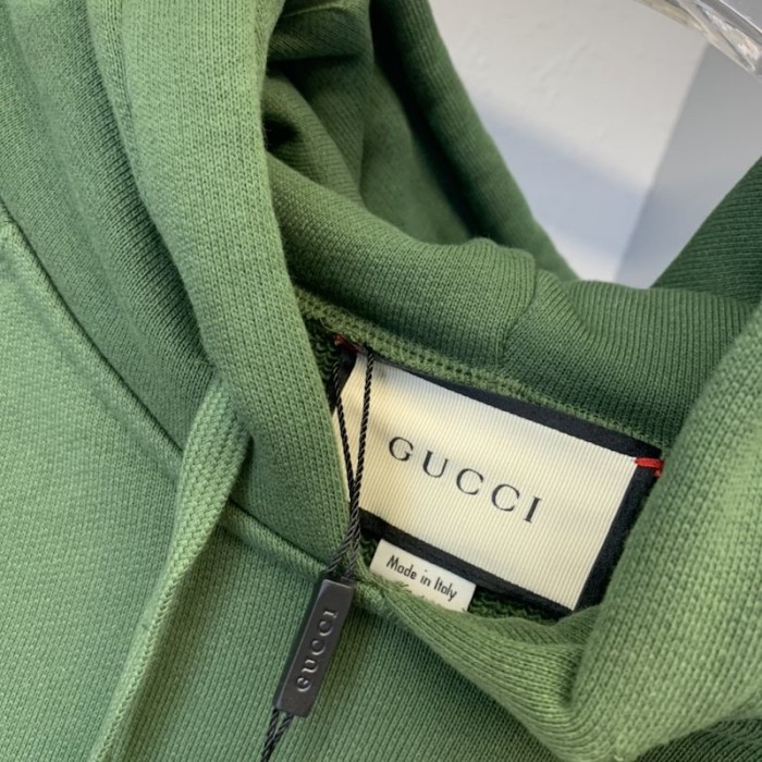 G*u*i cotton jersey hooded sweatshirt green