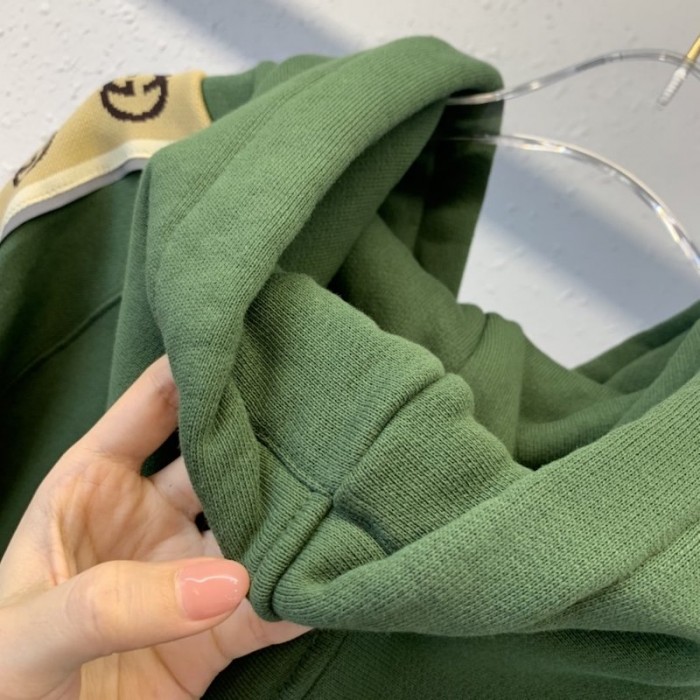 G*u*i cotton jersey hooded sweatshirt green