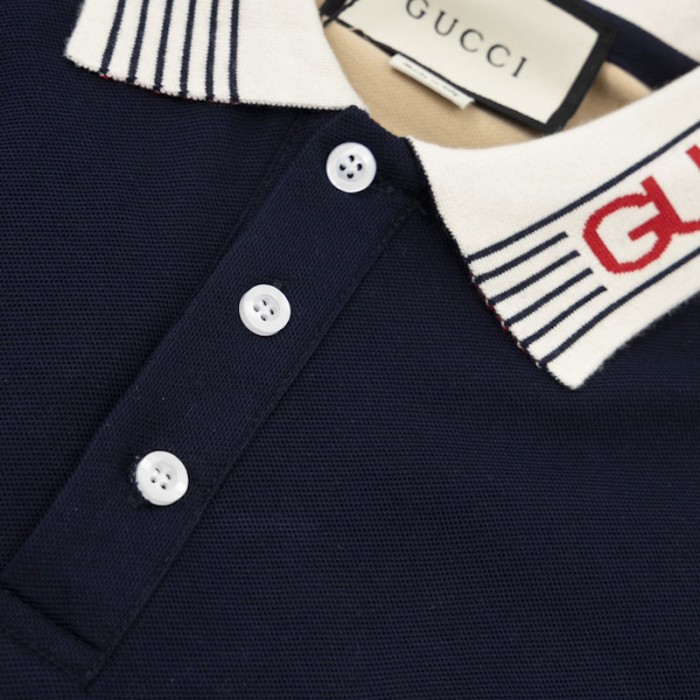 G*u*i cotton jersey polo shirt ‎727906 blue