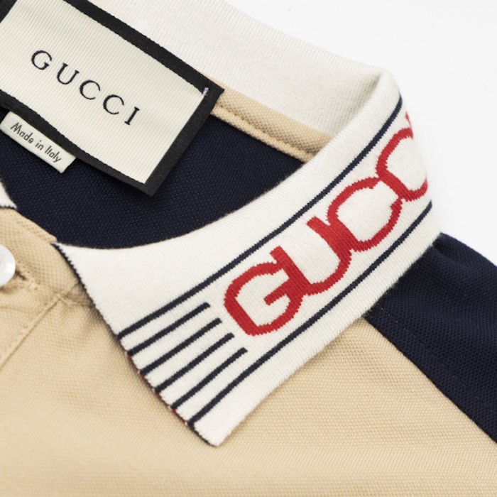 G*u*i cotton jersey polo shirt ‎727906 camel