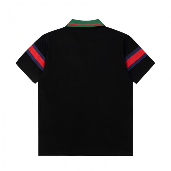 G*u*i cotton jersey polo shirt ‎with web 713997 black