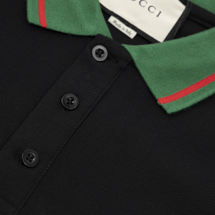 G*u*i cotton jersey polo shirt ‎with web 713997 black