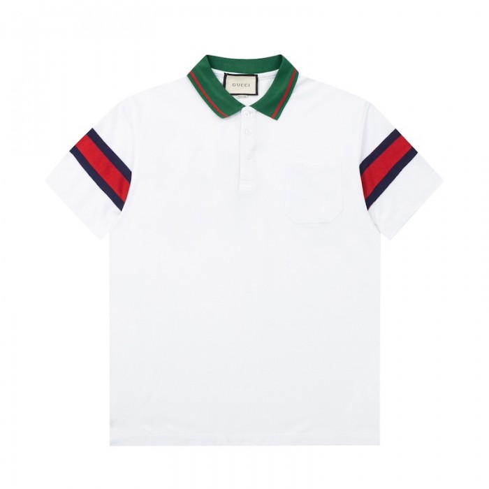 G*u*i cotton jersey polo shirt ‎with web 713997 white