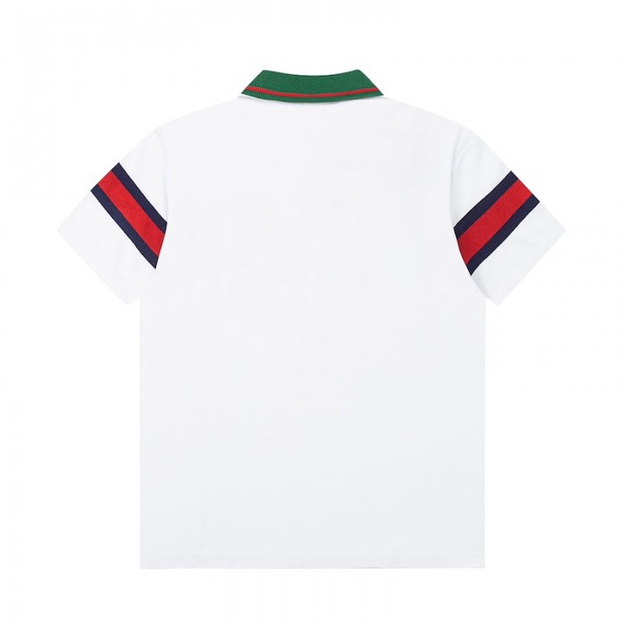 G*u*i cotton jersey polo shirt with web 713997 white