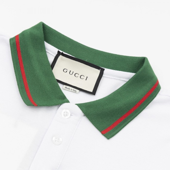 G*u*i cotton jersey polo shirt with web 713997 white
