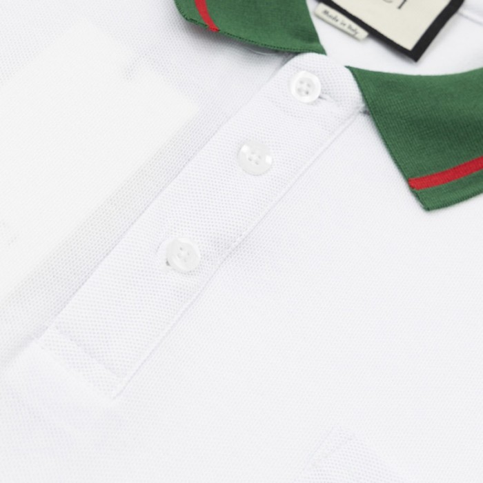 G*u*i cotton jersey polo shirt with web 713997 white