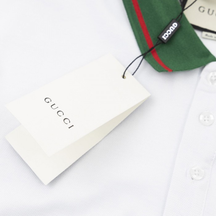 G*u*i cotton jersey polo shirt with web 713997 white