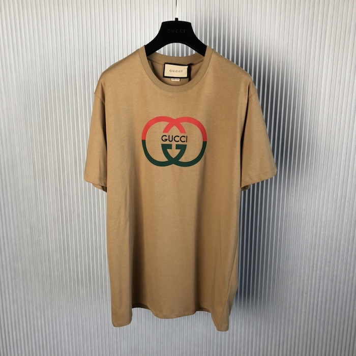 G*u*i cotton jersey printed t-shirt ‎camel ‎771758