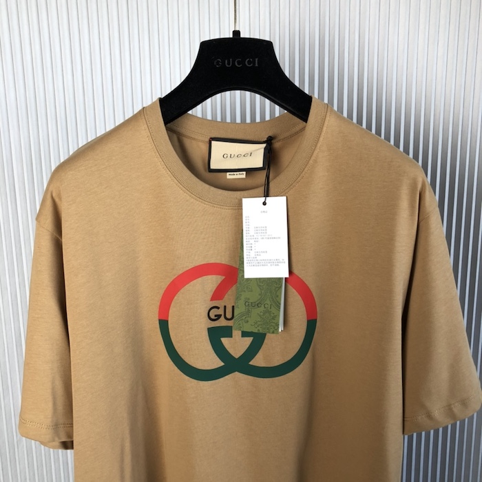 G*u*i cotton jersey printed t-shirt ‎camel ‎771758