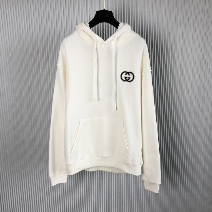 G*u*i cotton jersey hooded sweatshirt ‎753595 off white