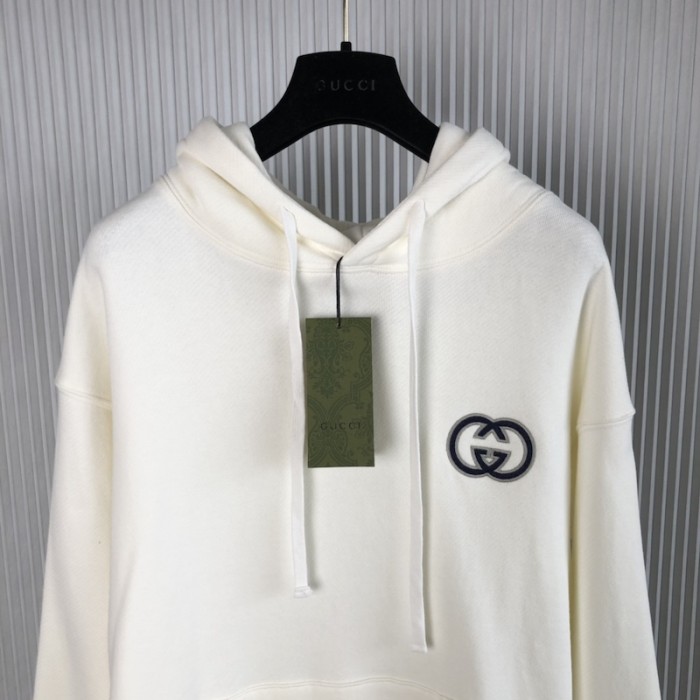 G*u*i cotton jersey hooded sweatshirt 753595 off white