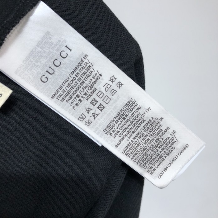 G*u*i cotton polo with interlocking g stripe black