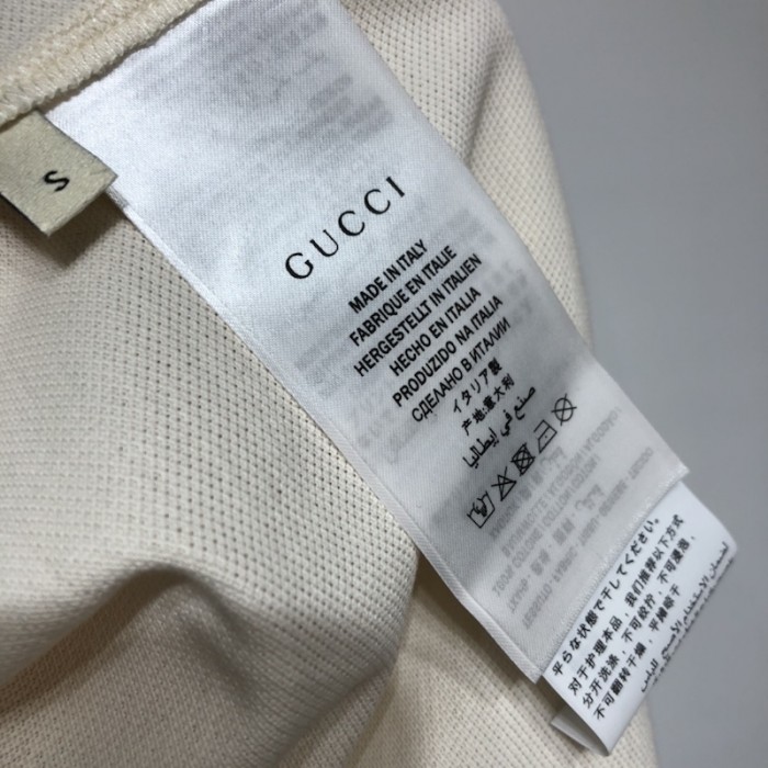 G*u*i cotton polo with interlocking g stripe white
