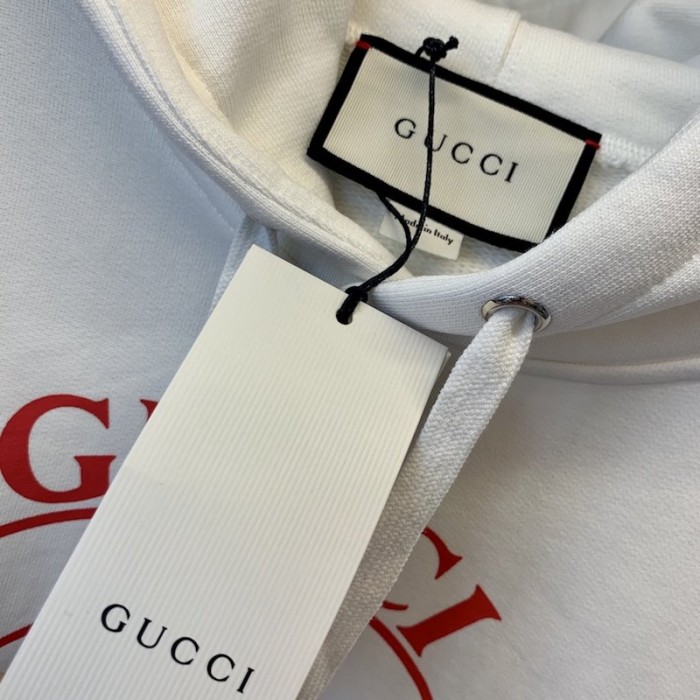 G*u*i disk print oversize sweatshirt hoodie white