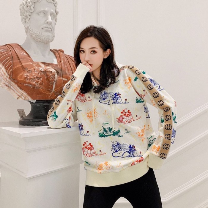 G*u*i x disney mickey mouse-print pullover hoodie