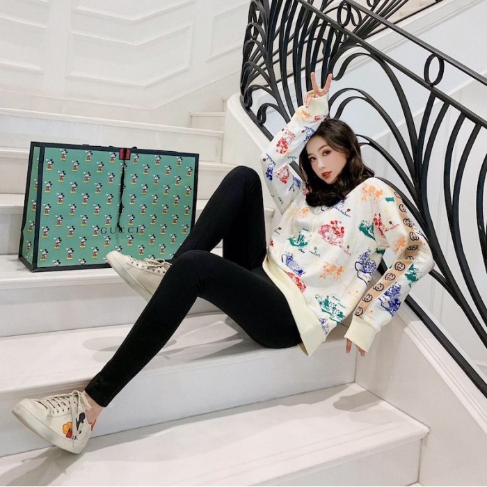 G*u*i x disney mickey mouse-print pullover hoodie