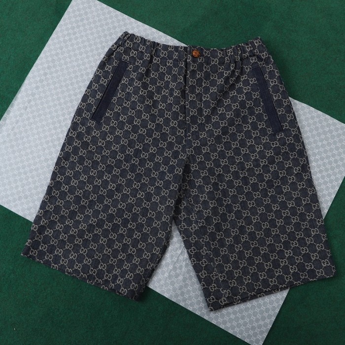 G*u*i eco washed organic denim shorts