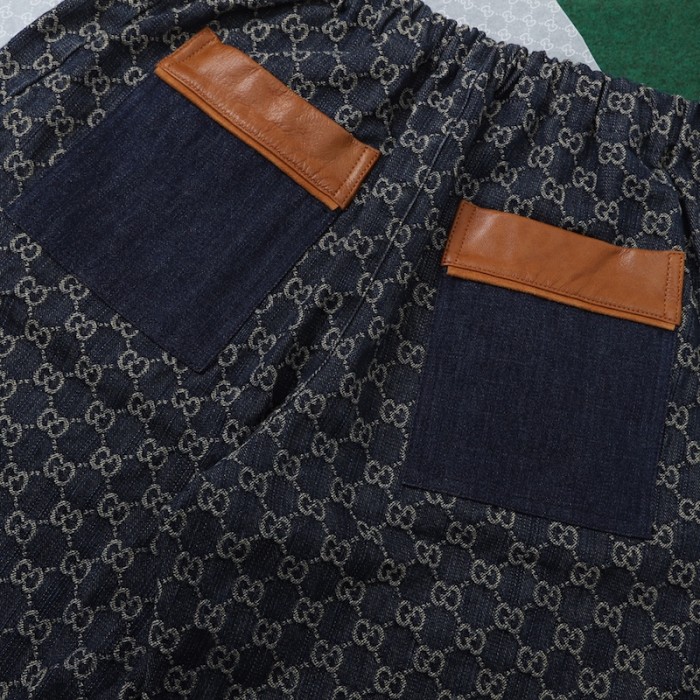 G*u*i eco washed organic denim shorts