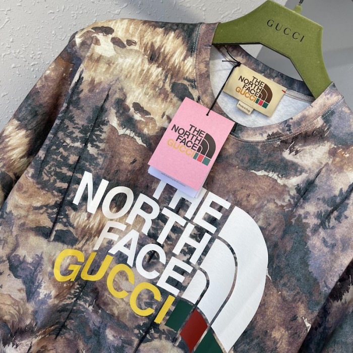 the north face x G*u*i forest print t shirt