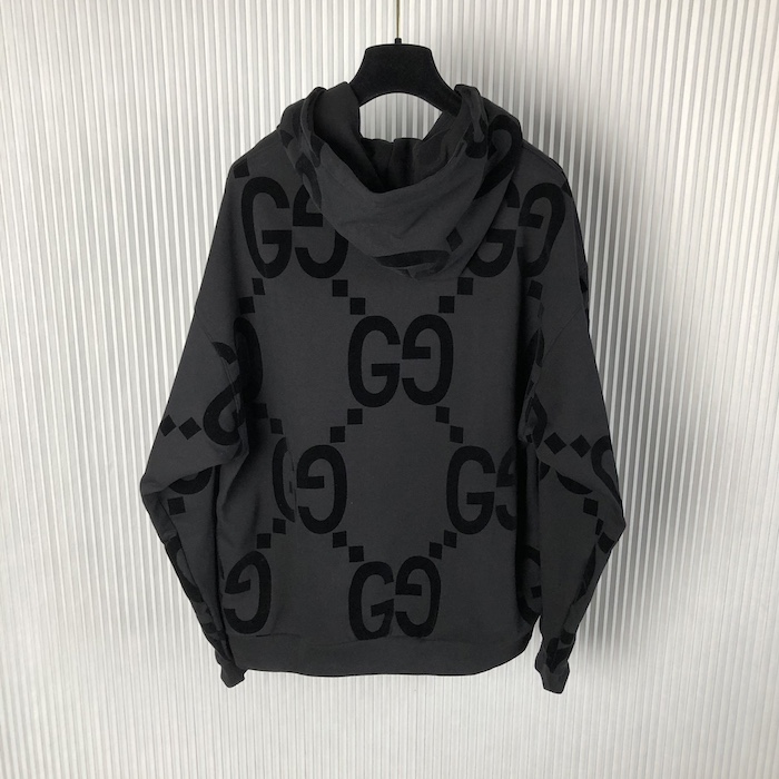 G*u*i gg flocked print cotton fleece sweatshirt black 768499