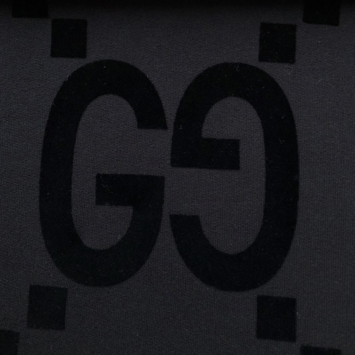 G*u*i gg flocked print cotton fleece sweatshirt black 768499