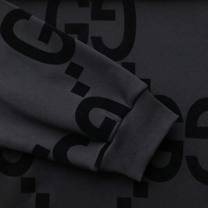 G*u*i gg flocked print cotton fleece sweatshirt black 768499