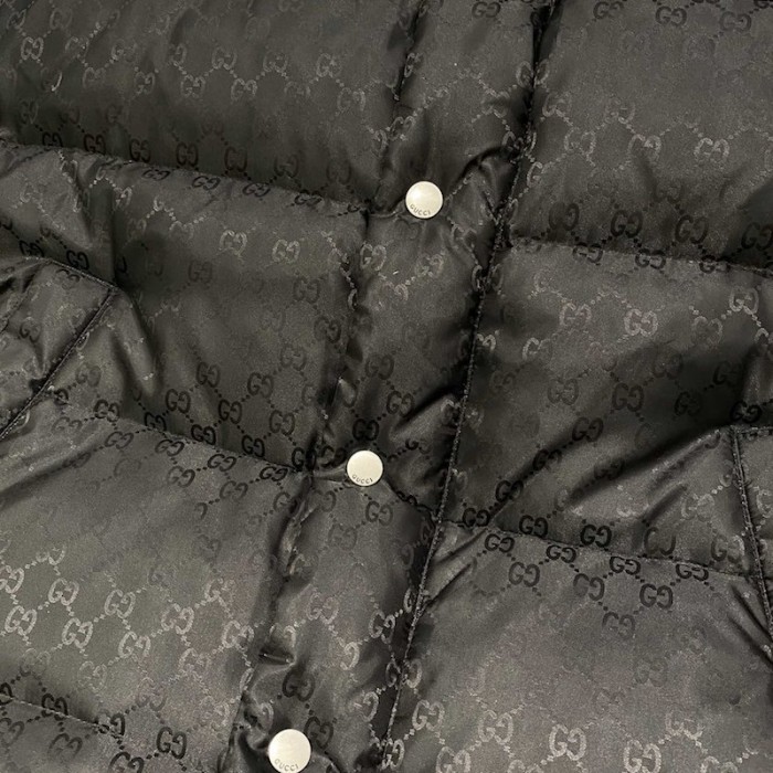 G*u*i gg jacquard nylon padded coat jacket black