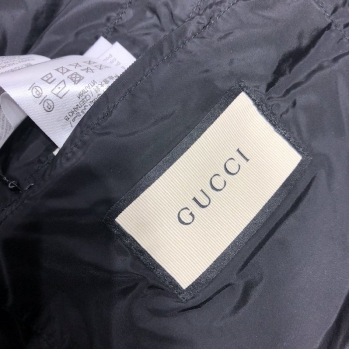 G*u*i gg jacquard nylon padded coat jacket black