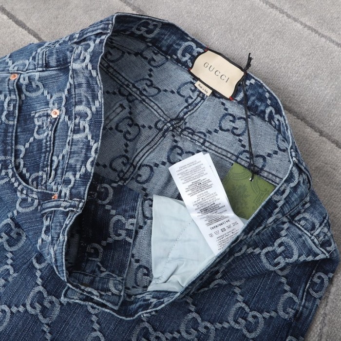 G*u*i gg jacquard denim pant 623953
