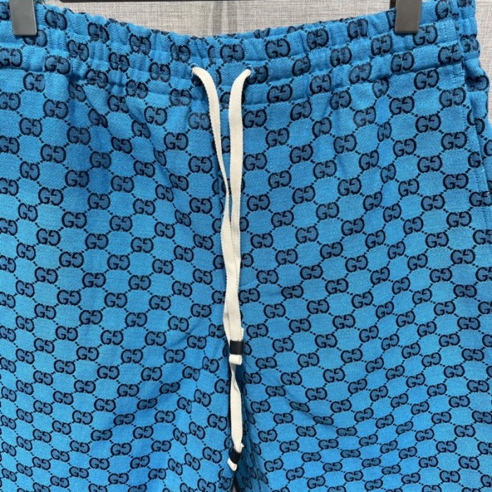 G*u*i gg multicolour canvas shorts blue