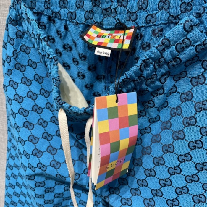 G*u*i gg multicolour canvas shorts blue