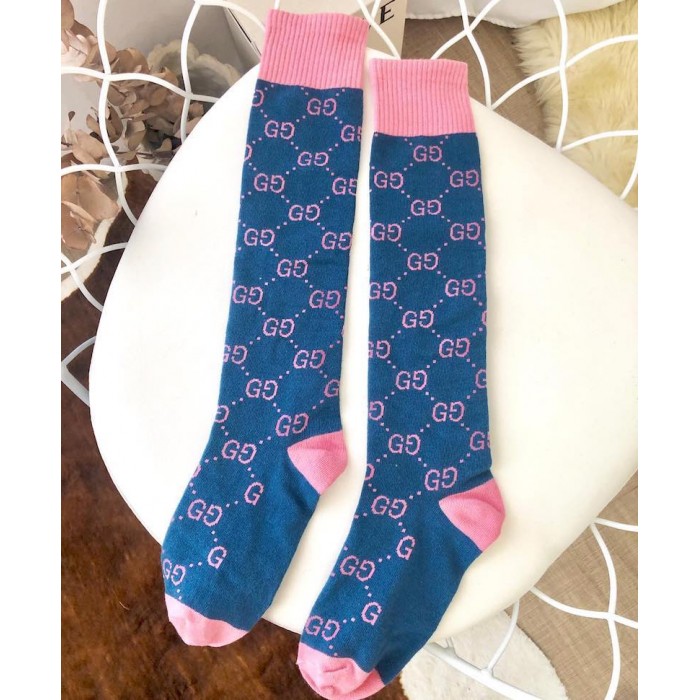 G*u*i gg pattern cotton blend socks pink
